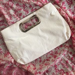 White & Silver Faux Snakeskin Clutch Vintage